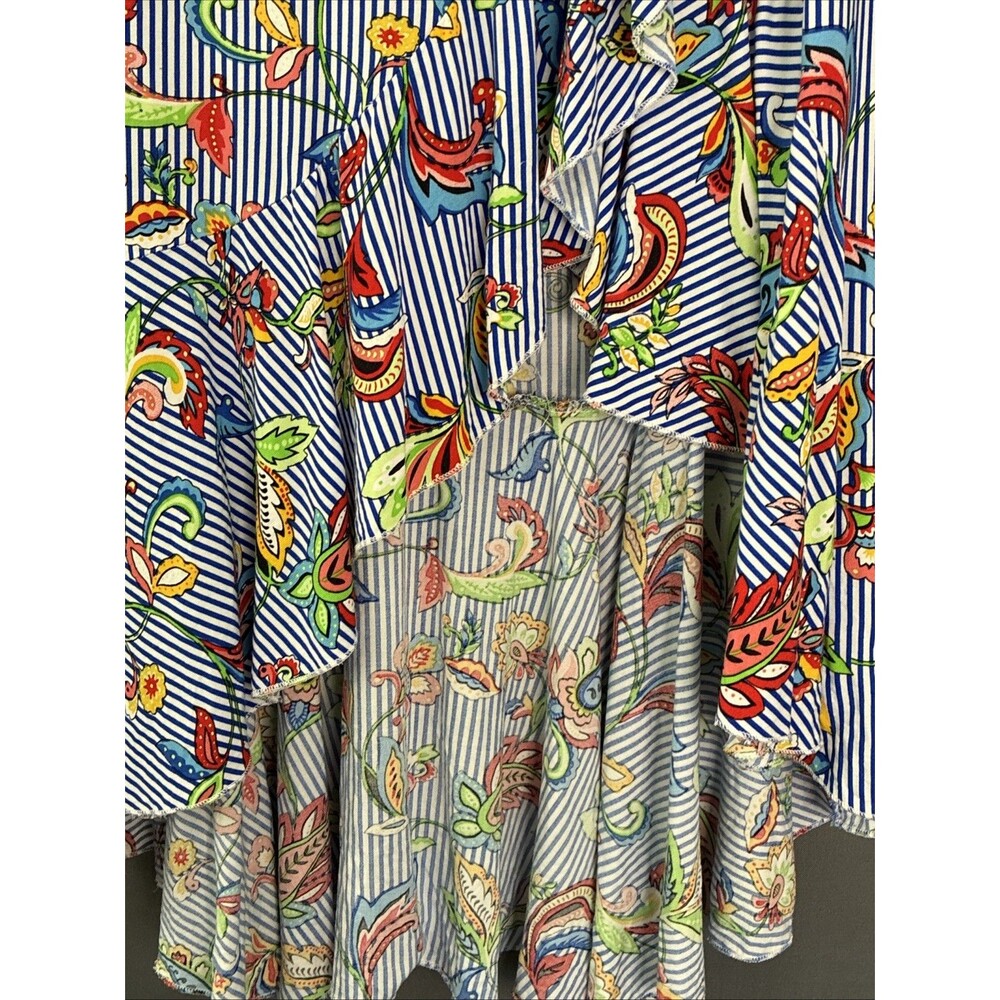 Me 2 Magic High Low Ruffle Skirt Small Colorful Blue Stripe Paisley Dopamine Y2K - Picture 6 of 15